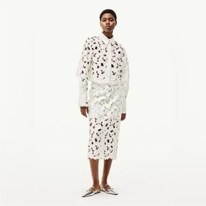 H&M | Satin Button-Up Shirt Blouse and skirt set with Eyelet